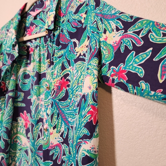 LILLY PULITZER Isla Silk button up blouse size M‎ - Picture 10 of 11